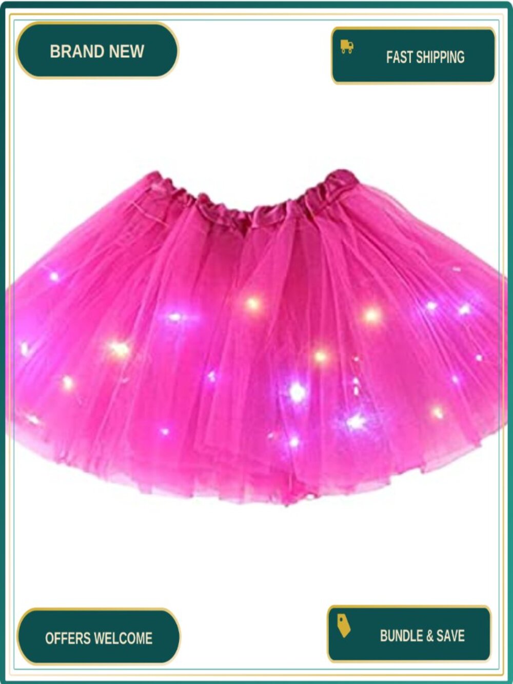 LED Tutu Skirt Layered Ballet Dance Tulle Light Up Party Costume